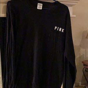 PINK Large Campus Tee Long Sleeve Black